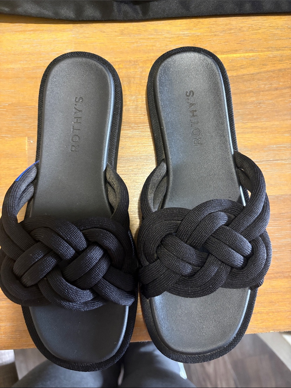 Rothy's Black Braided Knot Slide Sandals